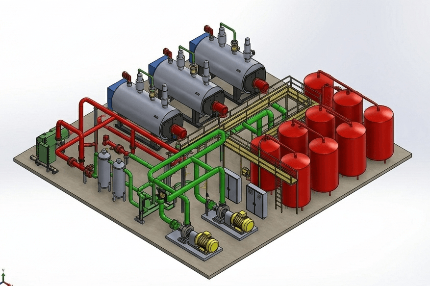 Infraestrutura de utilidades industriais em ambiente de planta